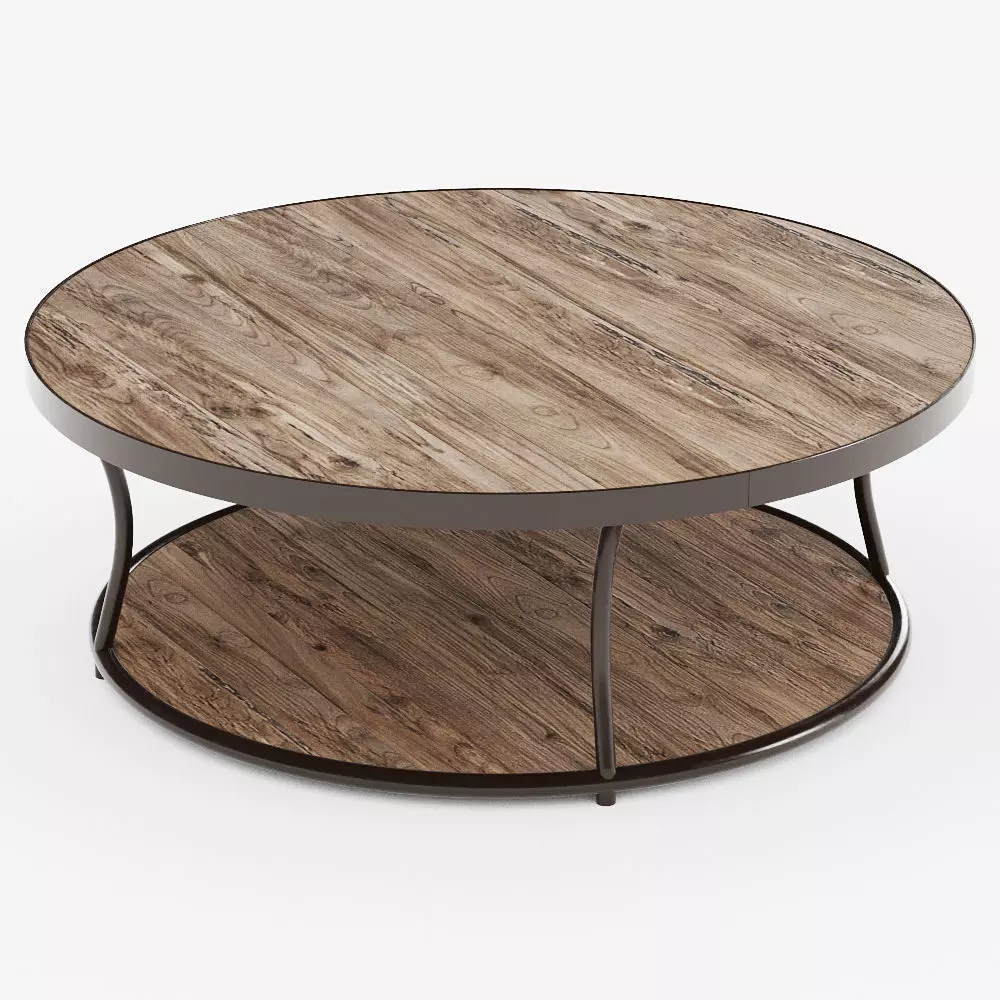 Bentley Round Elm and Iron Coffee Table 3D model_0