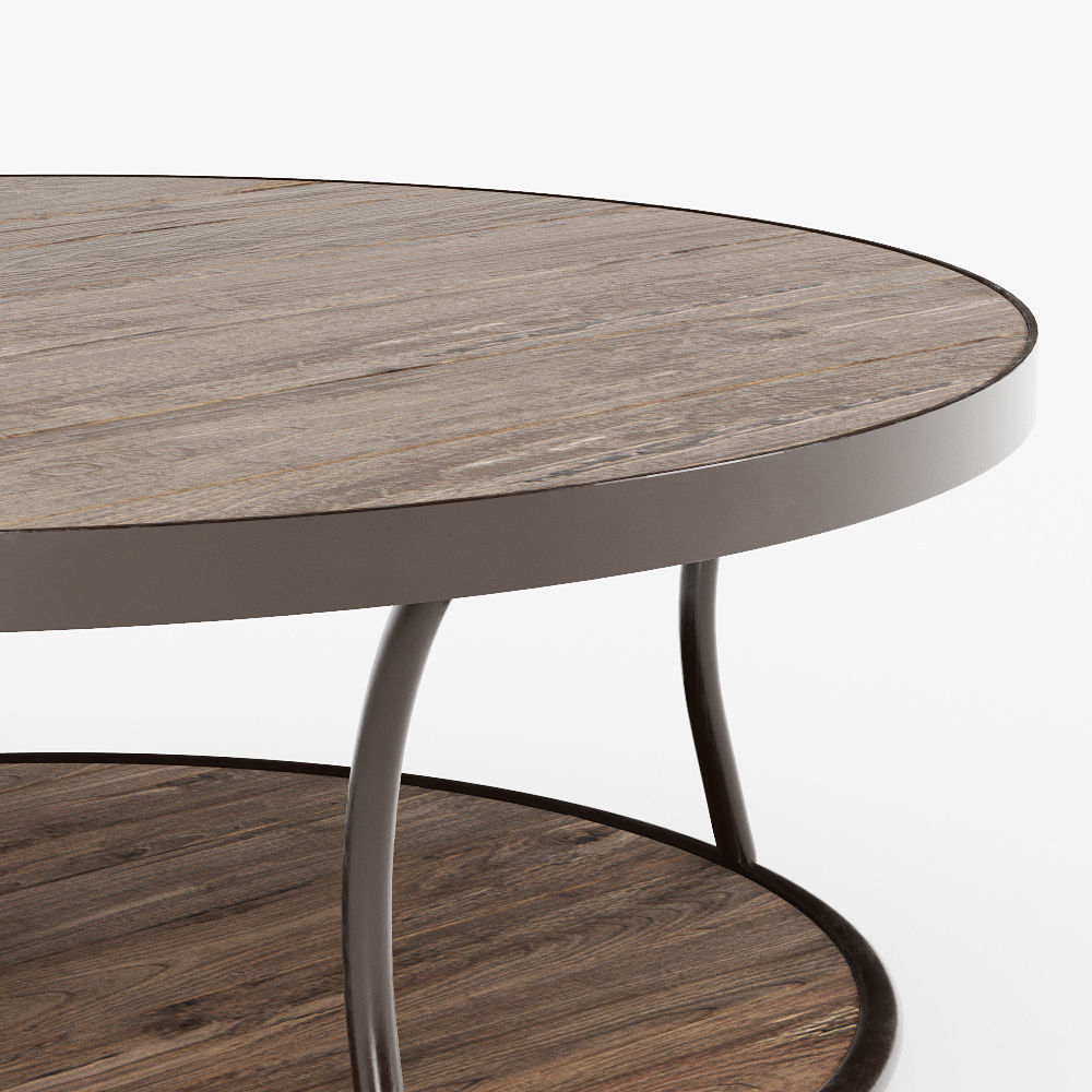 Bentley Round Elm and Iron Coffee Table 3D model_3