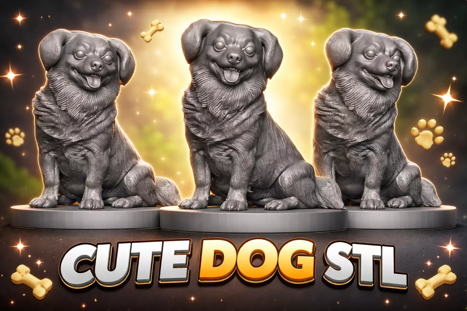 Cute Sitting Dog Sculpture 3D print model