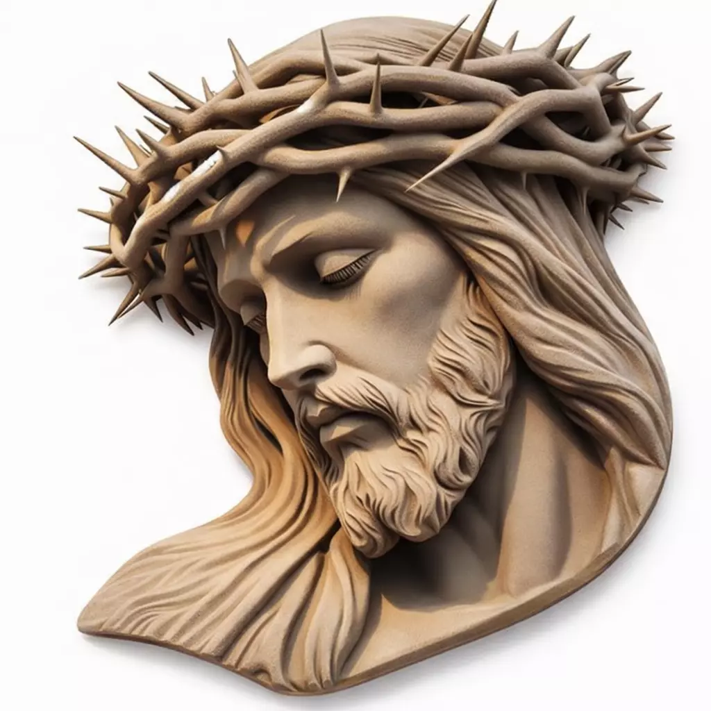 Sorrowful Jesus Crown of Thorns Pendant STL 3D Model 3D print model