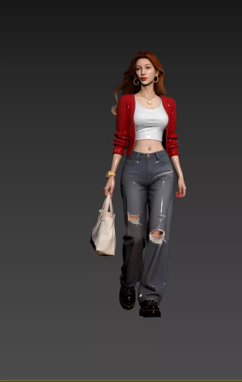 75- Chinese Style Scene - Personalized Girl on the Way to Work 3D model