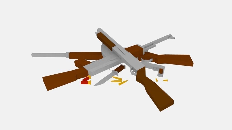 Lowpoly weapon set group of guns Free low-poly 3D model_4