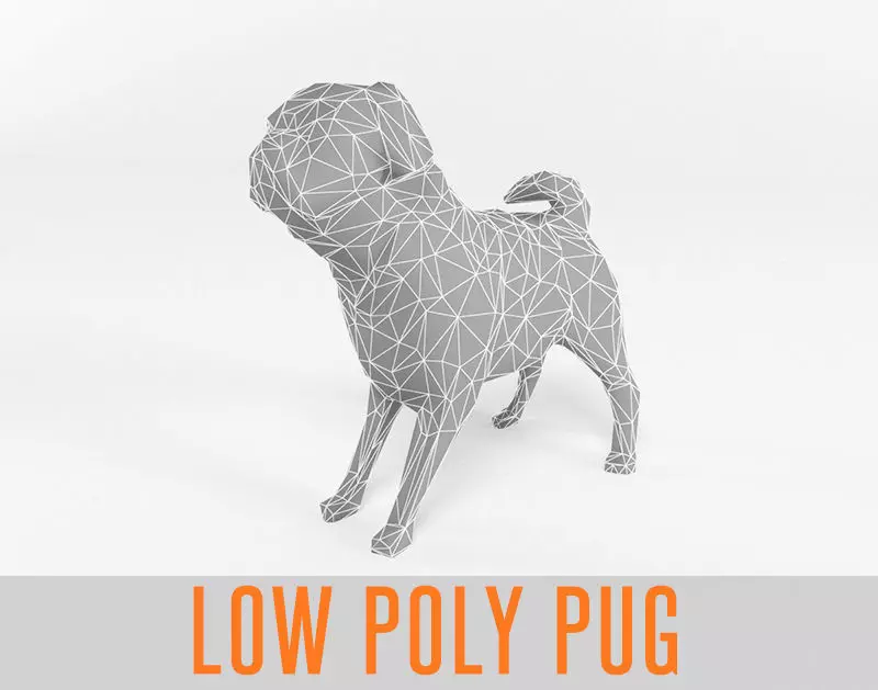 Pug Low Poly Mammal Dog Animal Lowpoly Low-poly 3D model