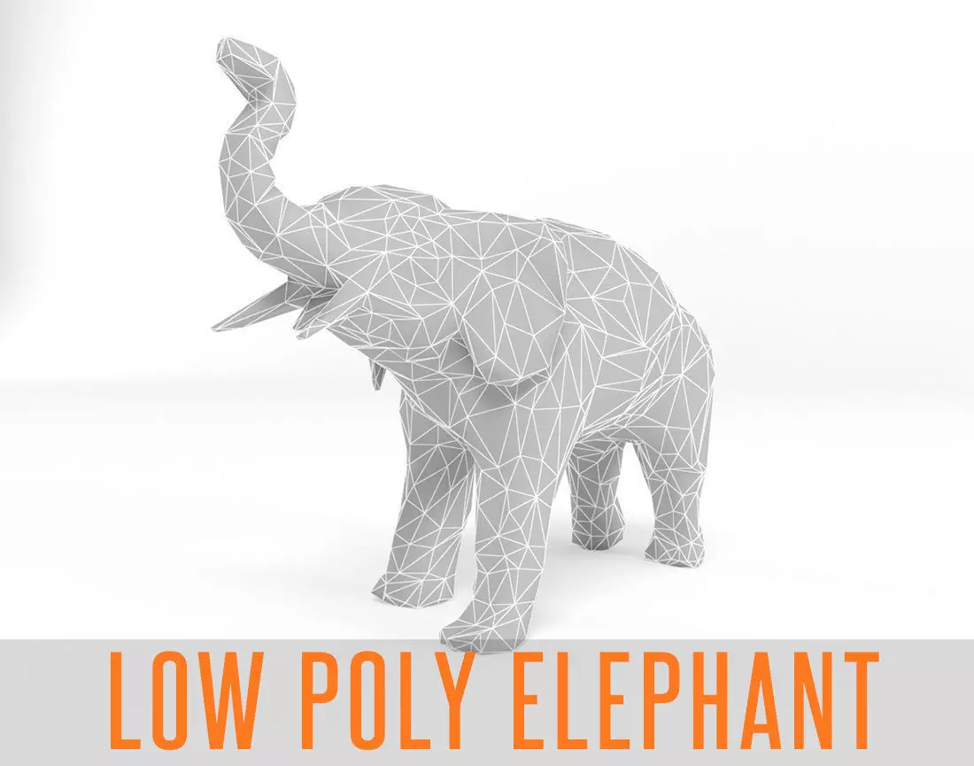 Elephant Low Poly Mammal African Wild Animal Lowpoly Low-poly 3D model_0