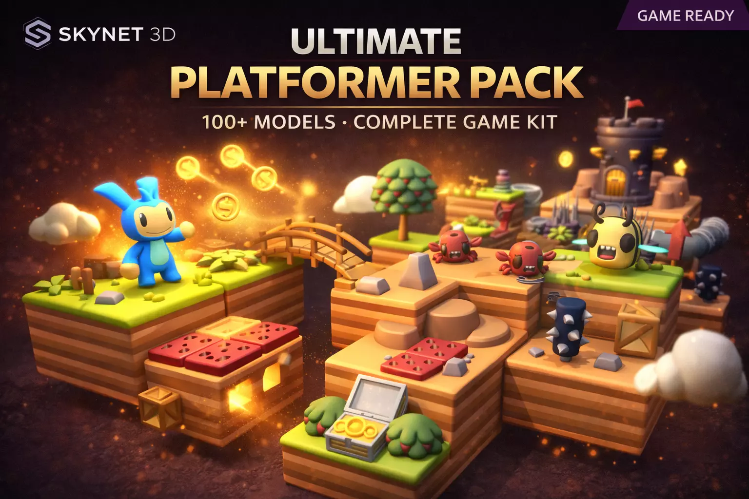 Ultimate Platformer Pack 100 Models Game Ready Characters Low-poly 3D model