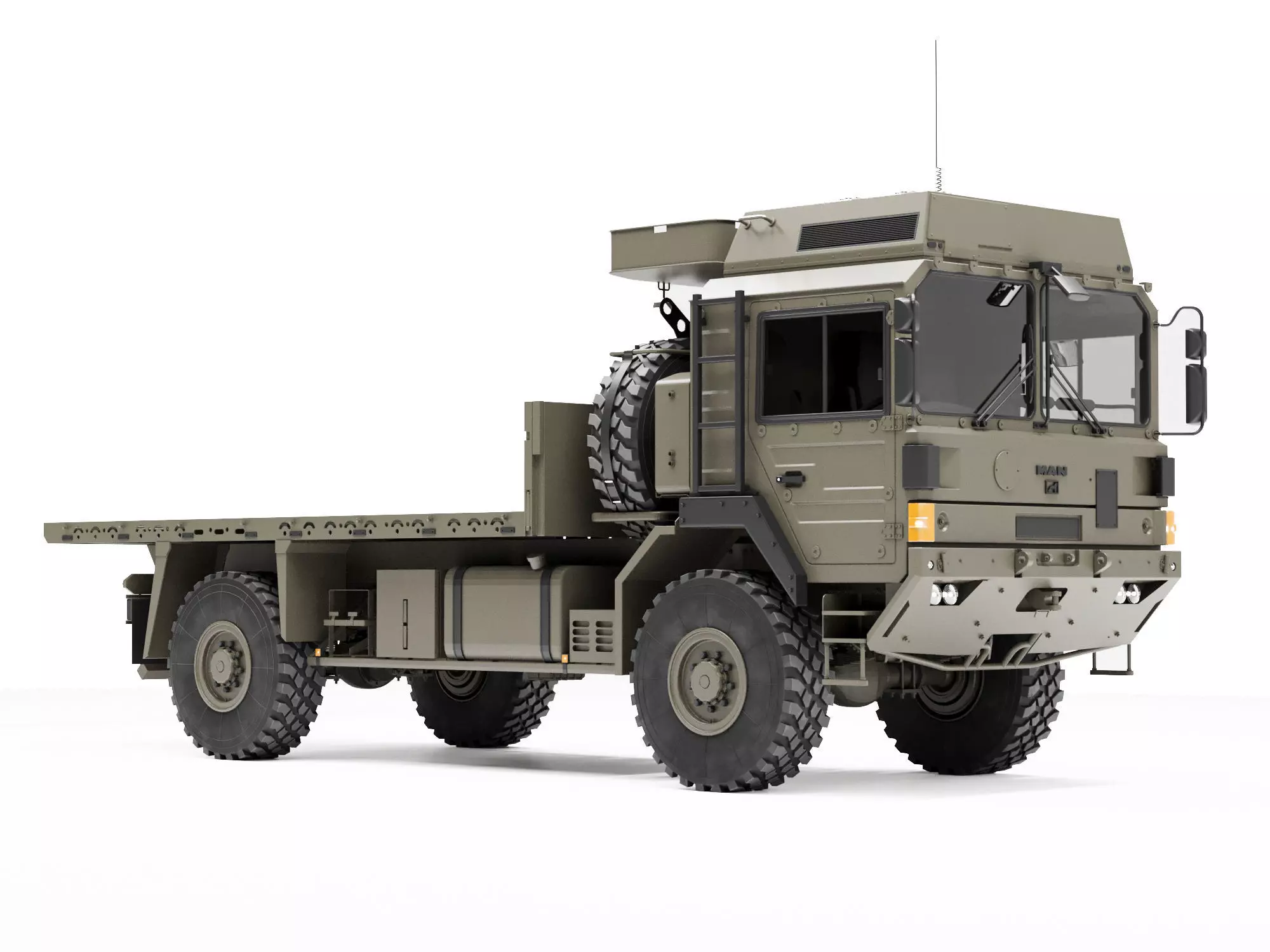 MAN HX60 4x4 Military Truck Flatbed Cargo 3D model