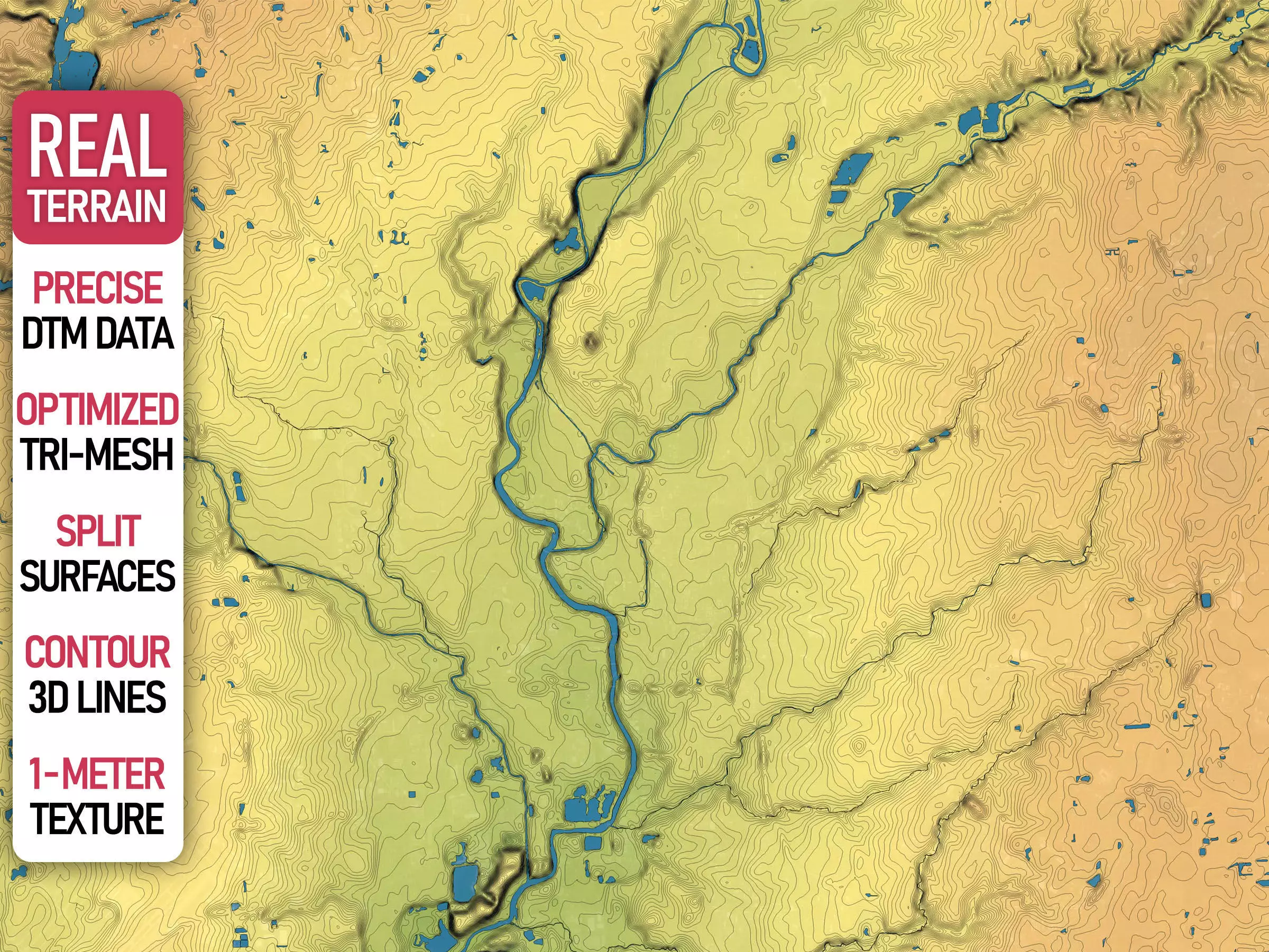 Indianapolis - Topography Terrain Low-poly 3D model
