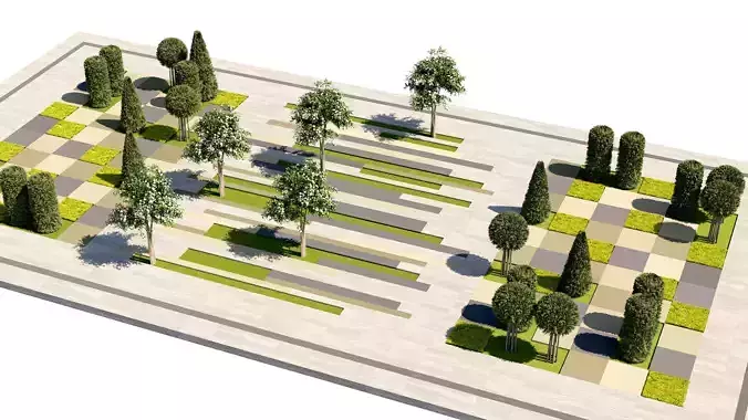 Minimalist Topiary Park Asset