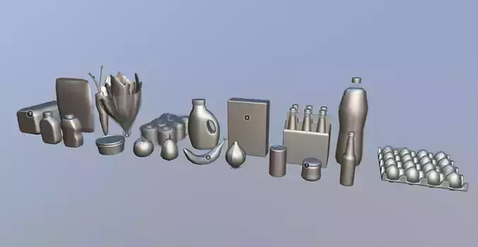 Low Poly Food Grocery Pack Supermarket Props Game Ready Low-poly 3D model 5