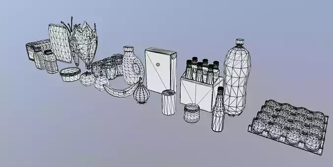Low Poly Food Grocery Pack Supermarket Props Game Ready Low-poly 3D model 6
