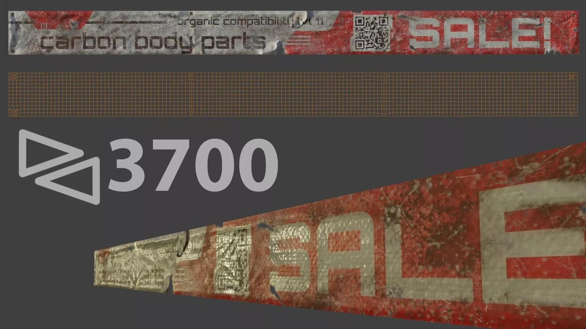 sci-fi worn banner with wind simulation texture layers included Low-poly 3D model