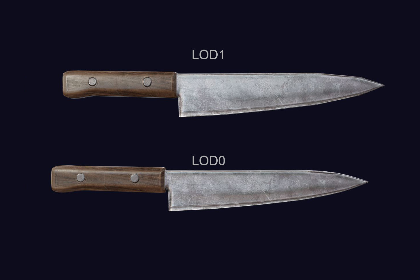 Cleaver and Knife PBR Game Ready Low Poly Low-poly 3D model_4
