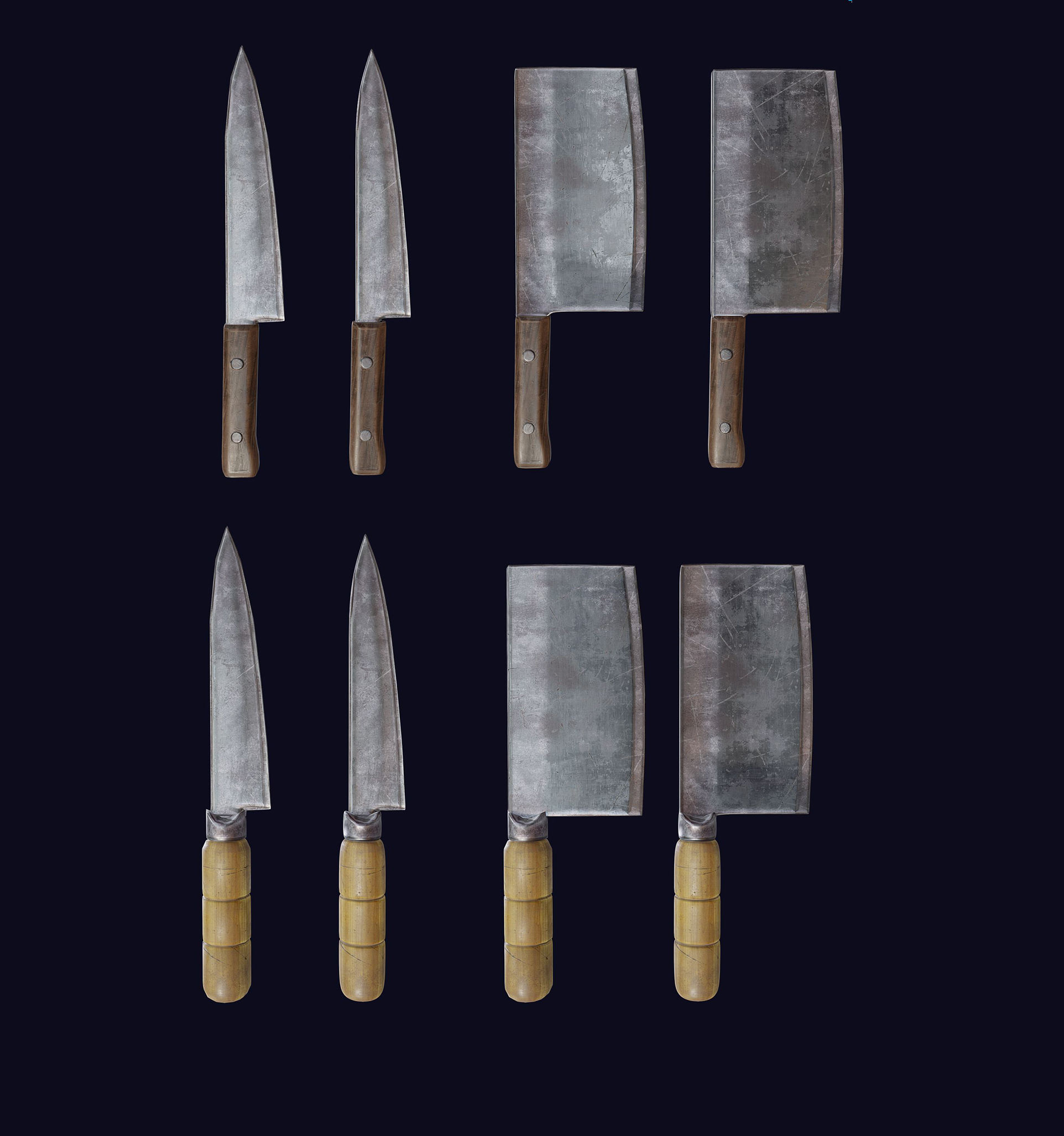 Cleaver and Knife PBR Game Ready Low Poly Low-poly 3D model_1