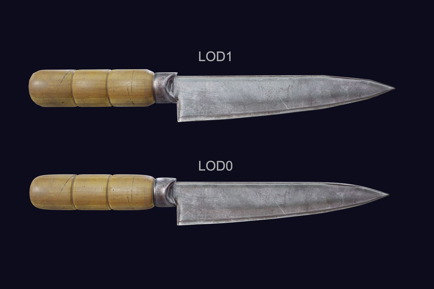 Cleaver and Knife PBR Game Ready Low Poly Low-poly 3D model_3