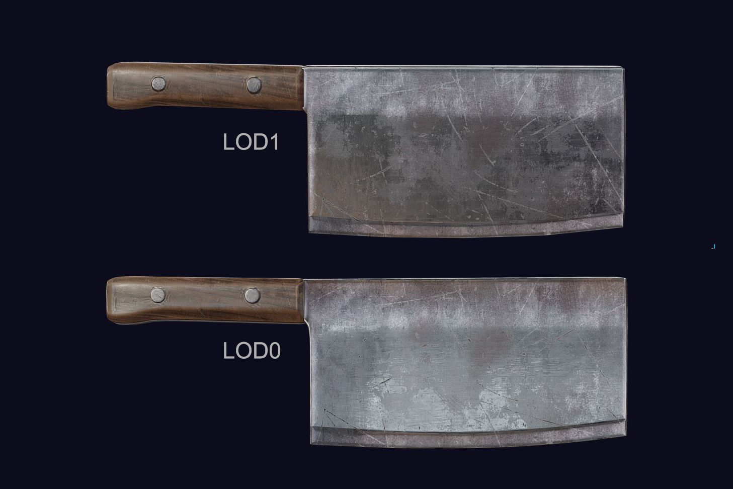 Cleaver and Knife PBR Game Ready Low Poly Low-poly 3D model_6