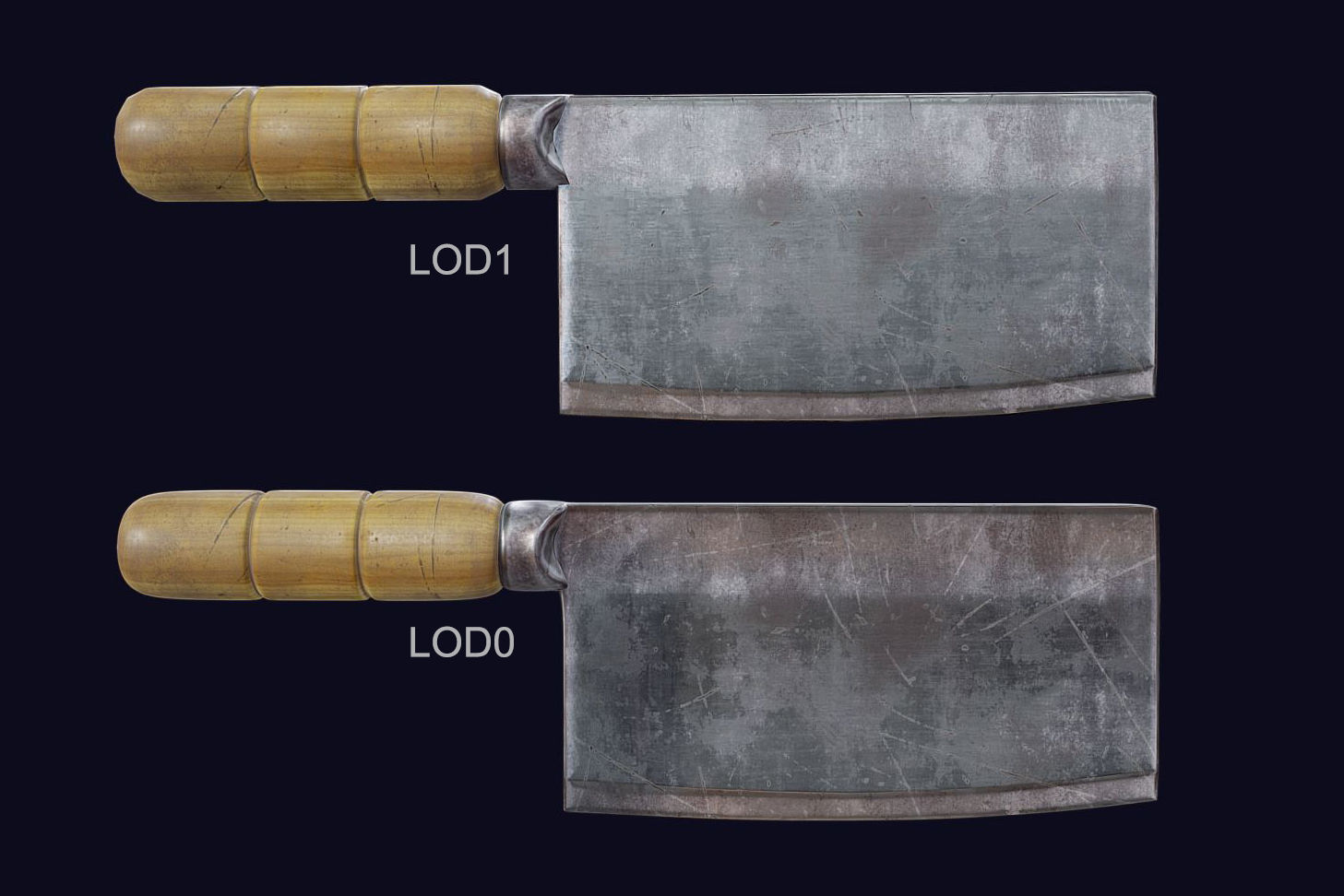 Cleaver and Knife PBR Game Ready Low Poly Low-poly 3D model_5