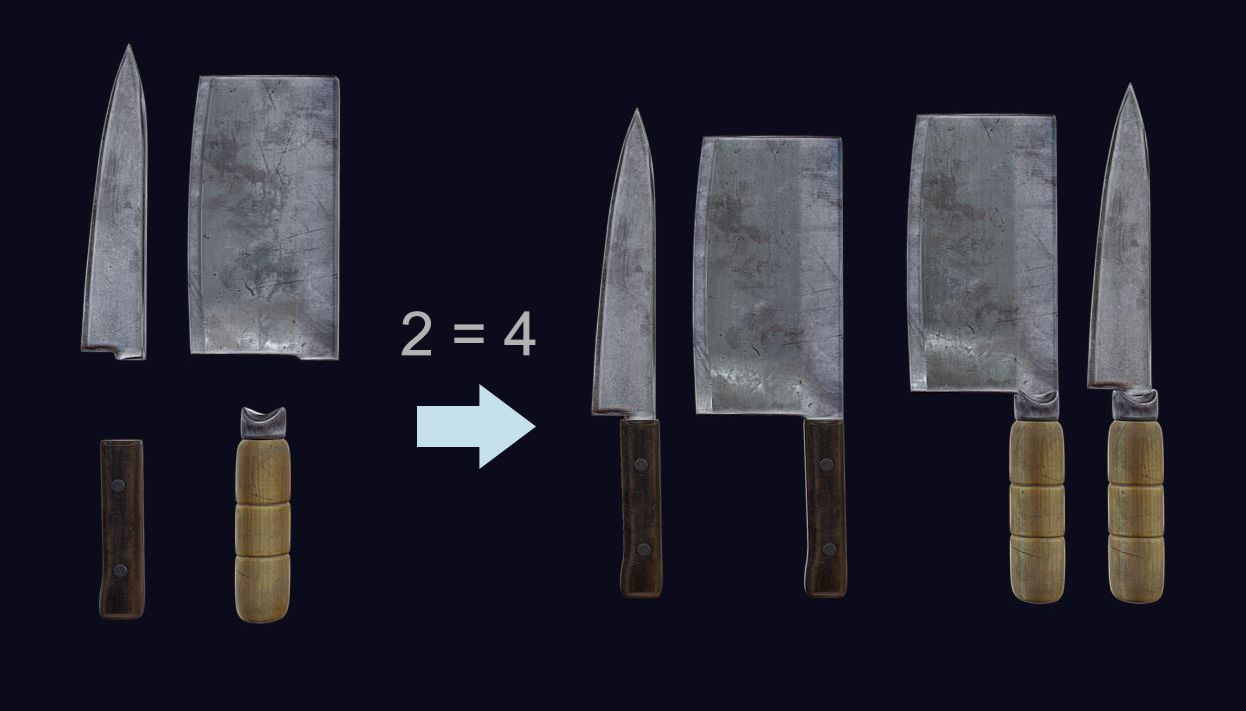 Cleaver and Knife PBR Game Ready Low Poly Low-poly 3D model_2
