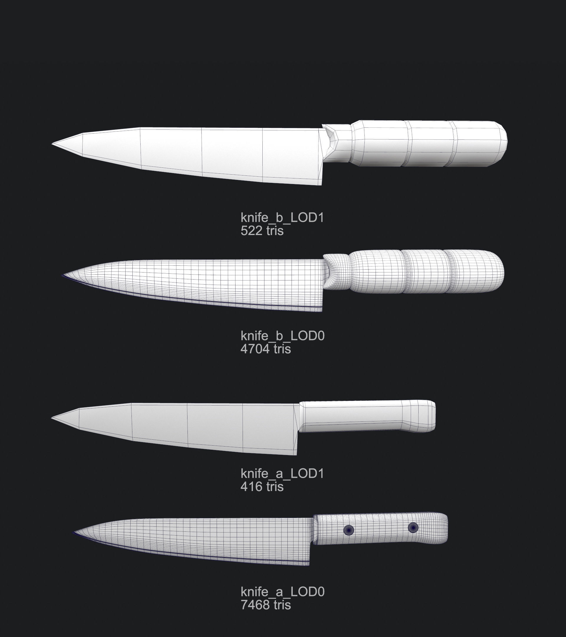 Cleaver and Knife PBR Game Ready Low Poly Low-poly 3D model_7