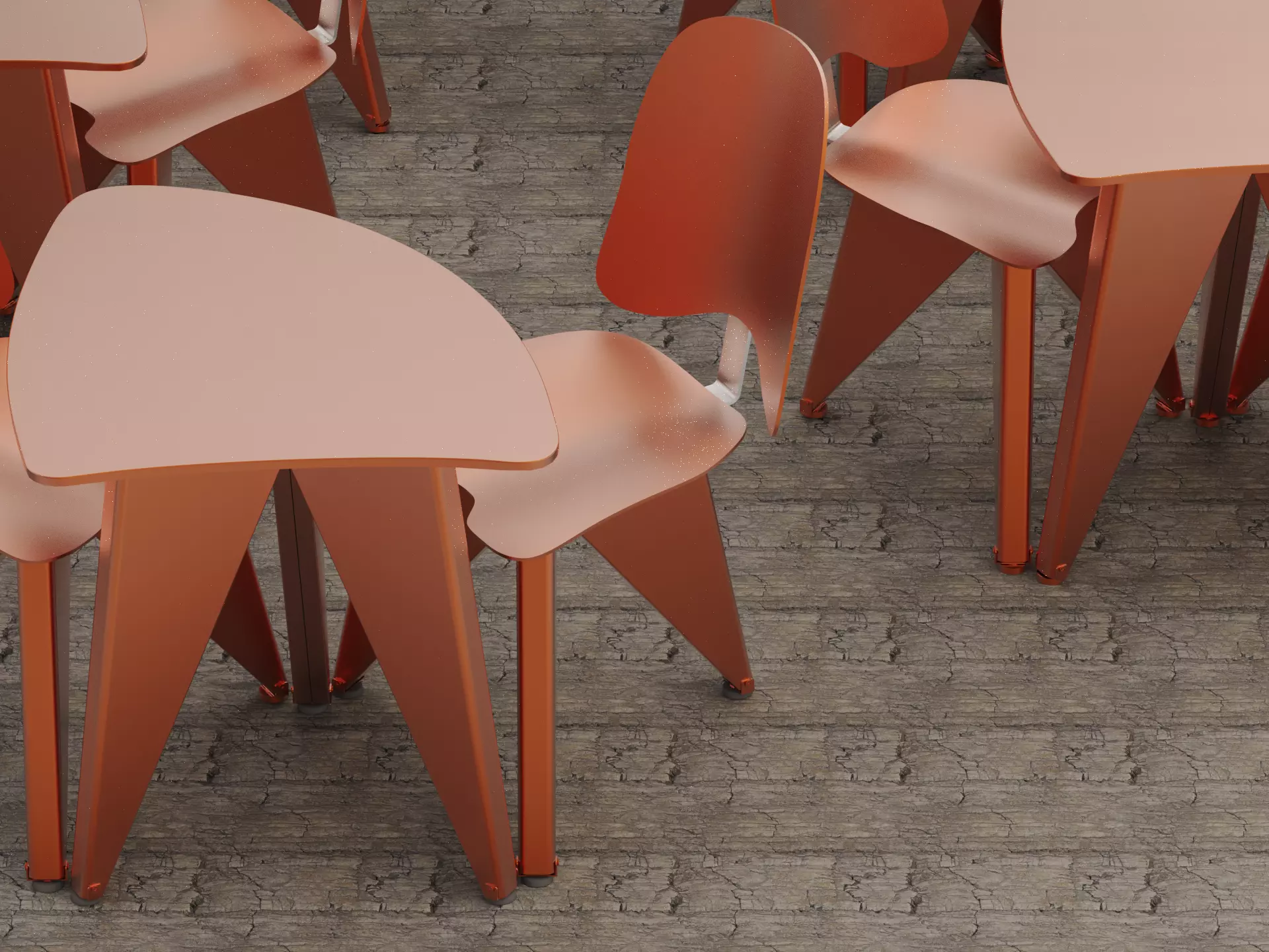 Organic Modern Furniture Set 8 Models Chairs and Tables 3D model