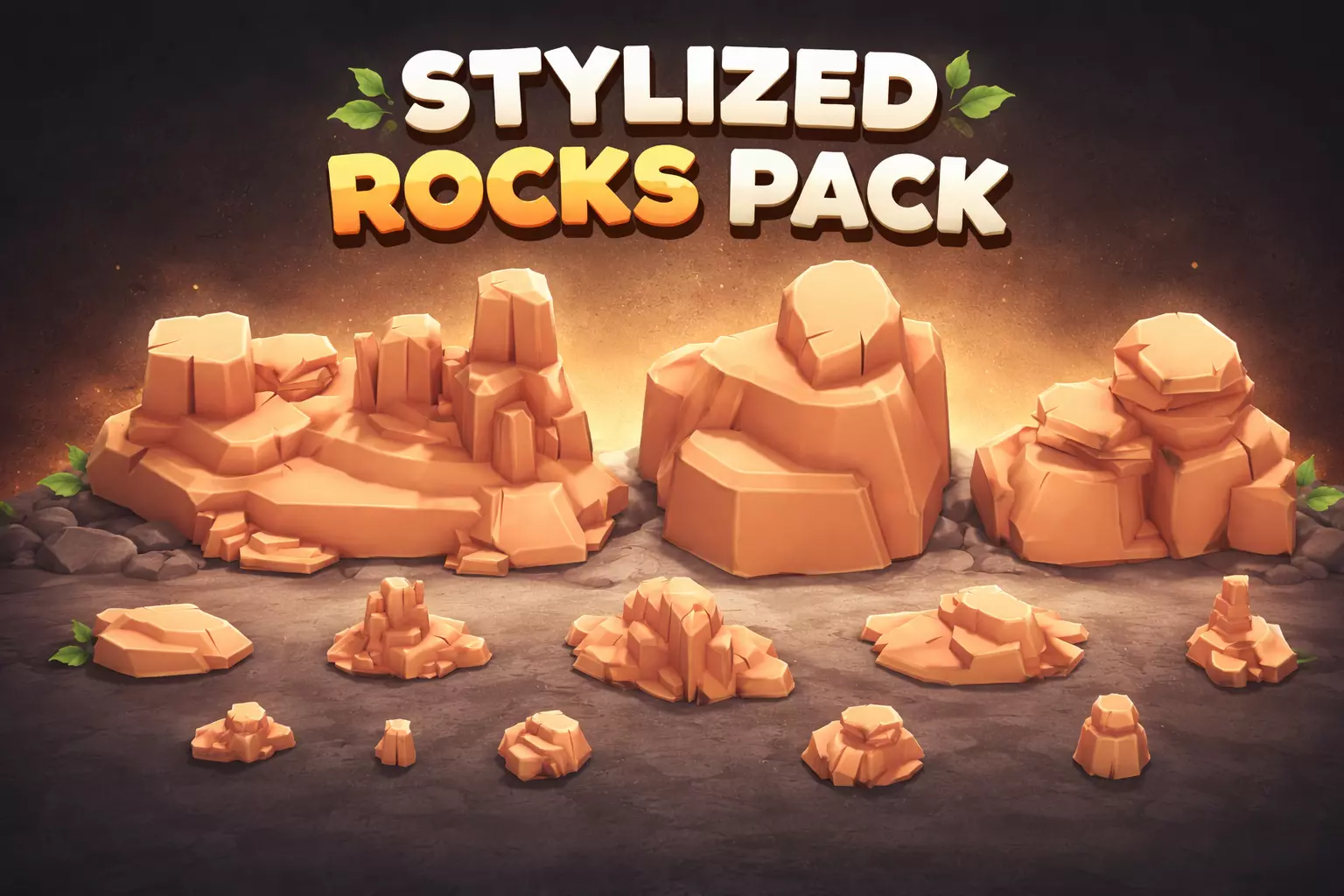 Low Poly Stylized Rock Pack Terrain Cliff Stones Low-poly 3D model