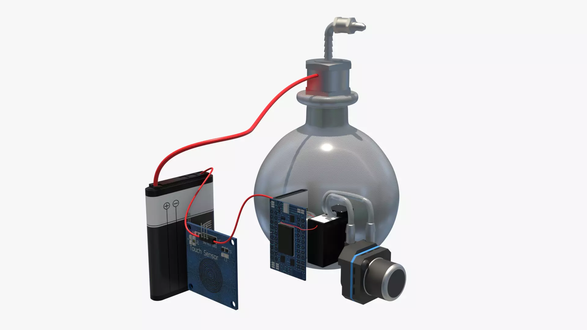 Electronic Sensor Prototype with Spherical Container 3D model