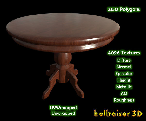 Round Table - PBR - Textured Low-poly 3D model