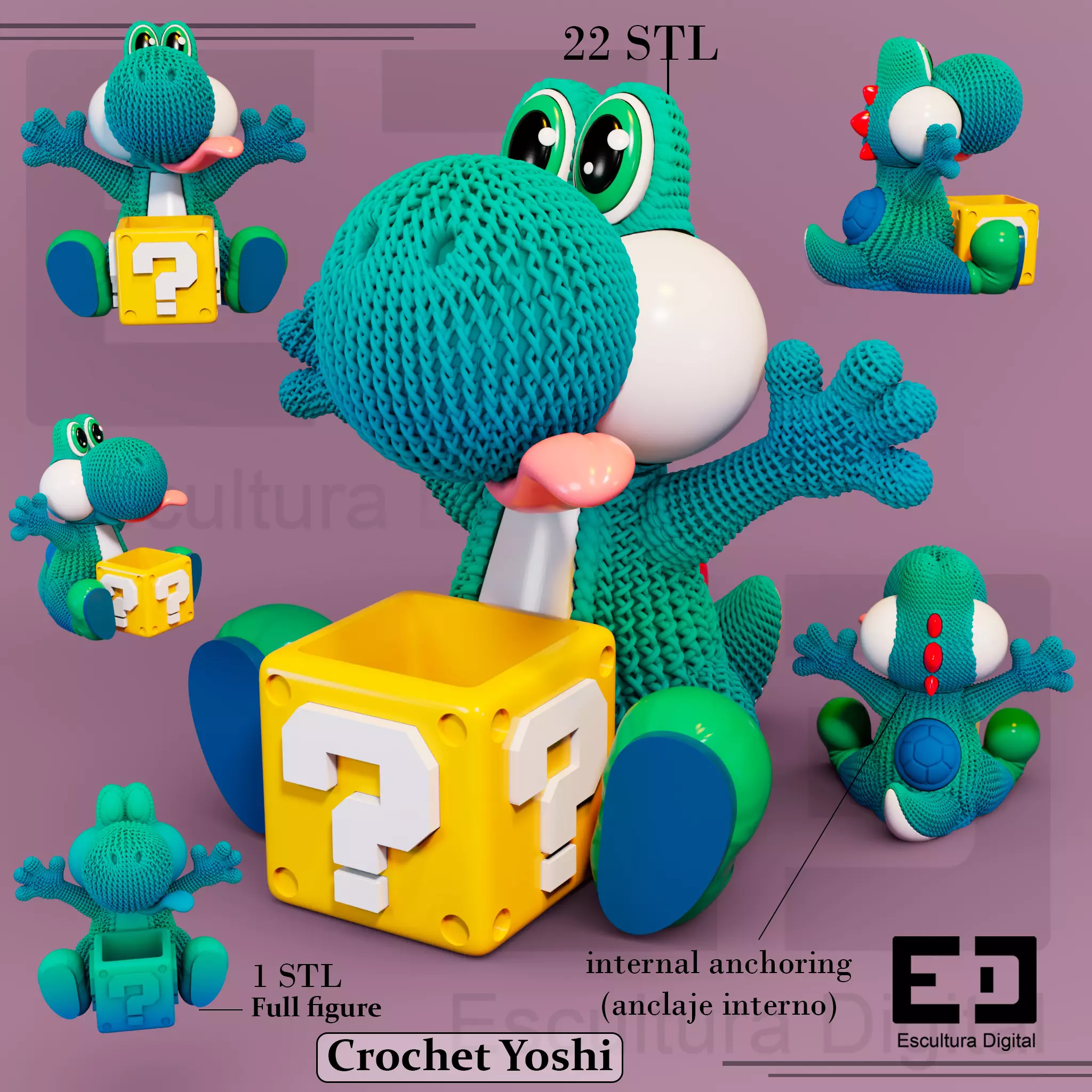 Crochet Yoshi 3D print model