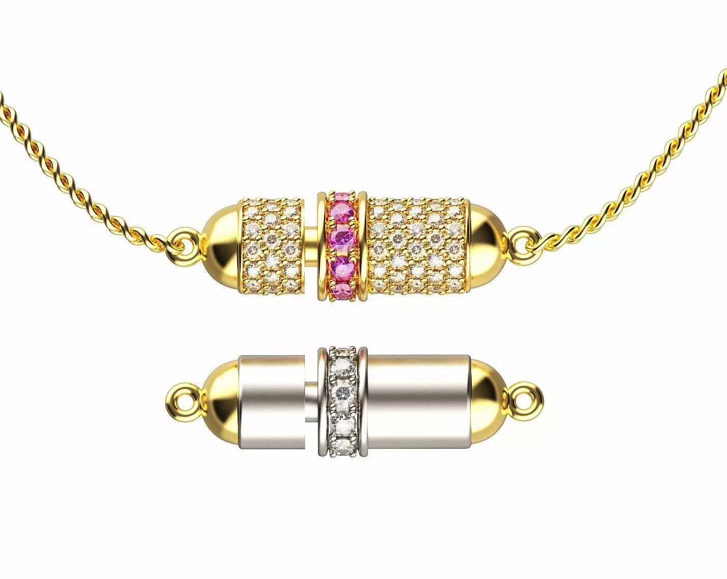 Diamond Necklace with Bayonet Capsule Clasp 3D print model