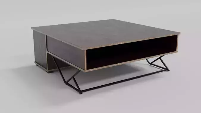 Modern Wooden Coffee Table- Metal Base- Piastrani Coffee Table