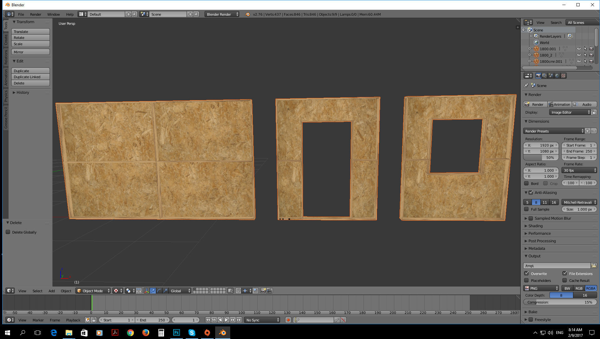 Modular construction site wall partition kit Low-poly 3D model_3