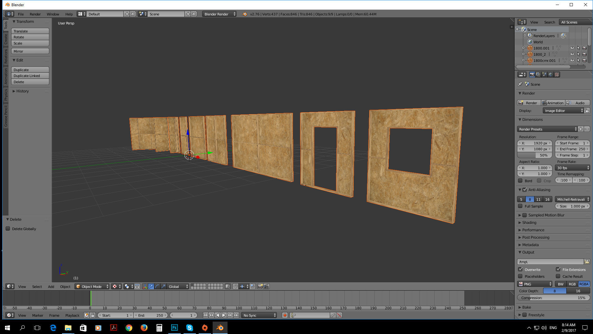 Modular construction site wall partition kit Low-poly 3D model_1