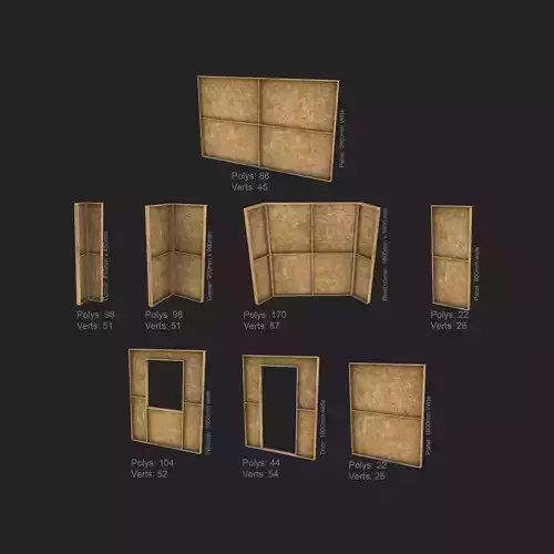 Modular construction site wall partition kit Low-poly 3D model