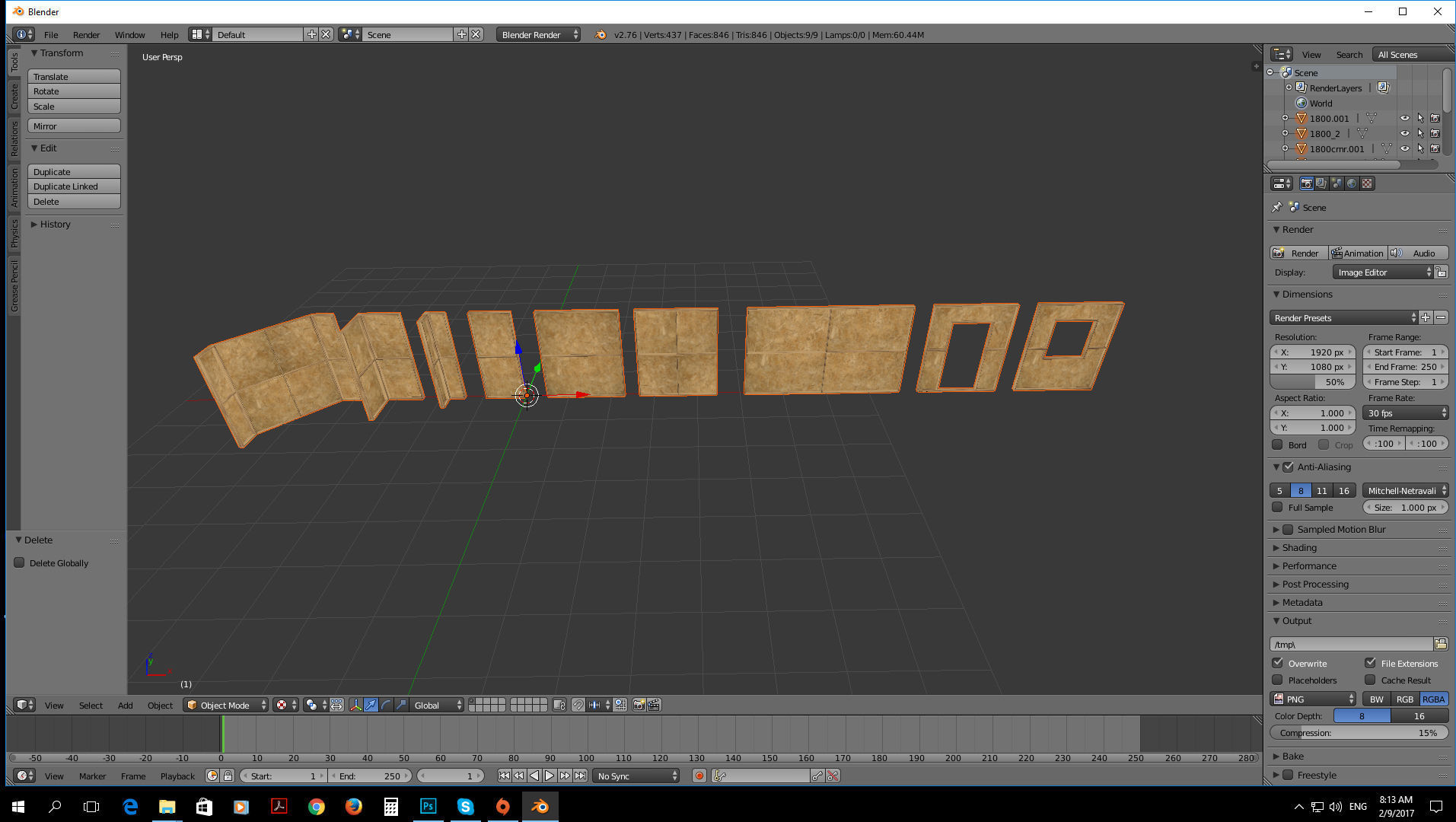 Modular construction site wall partition kit Low-poly 3D model_7