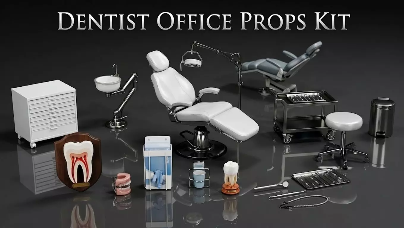 Dentist Office Props Kit Low-poly 3D model