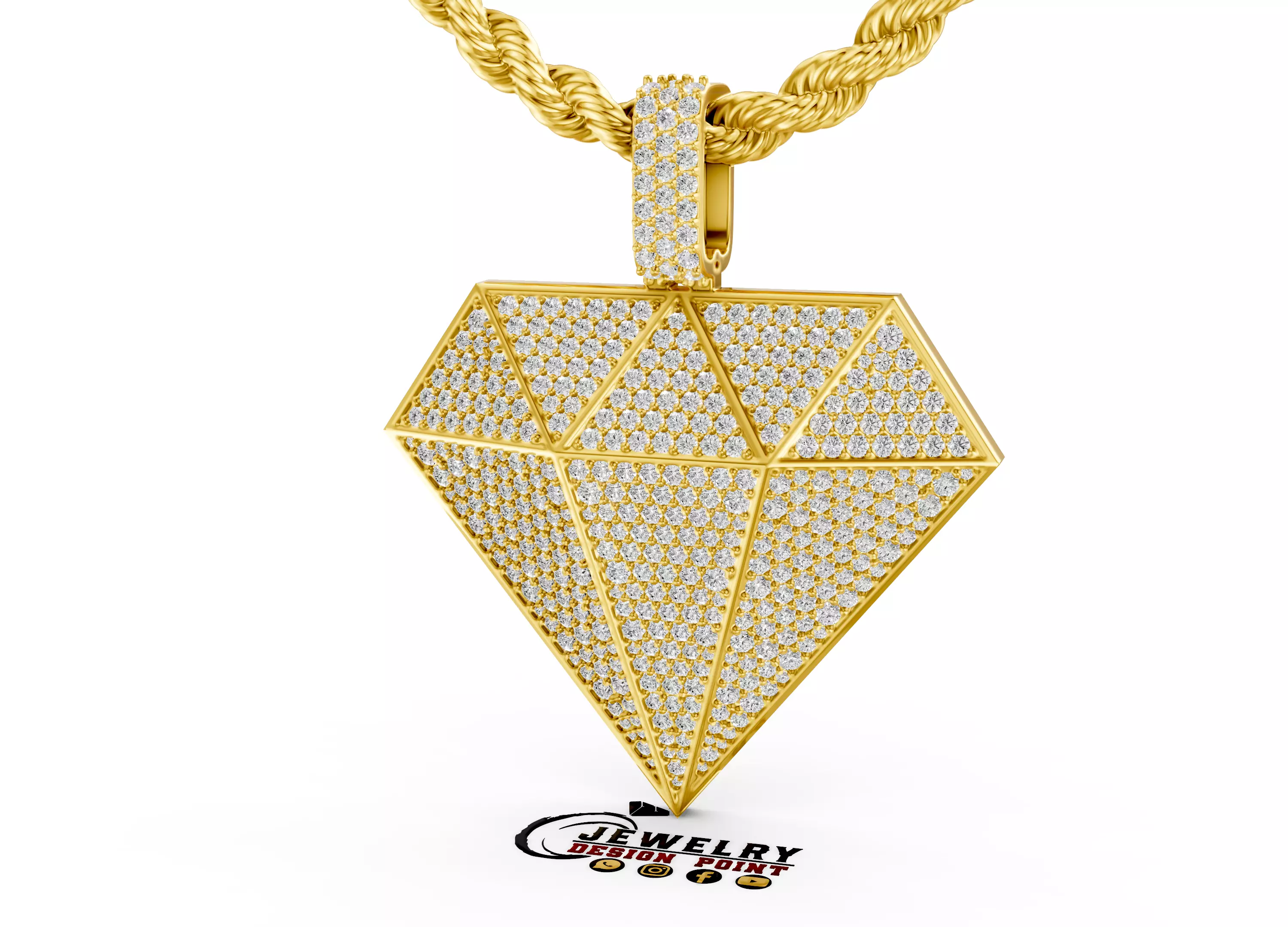 Custom Diamond Shape Pendant - Iceout Diamond Necklace 3D print model