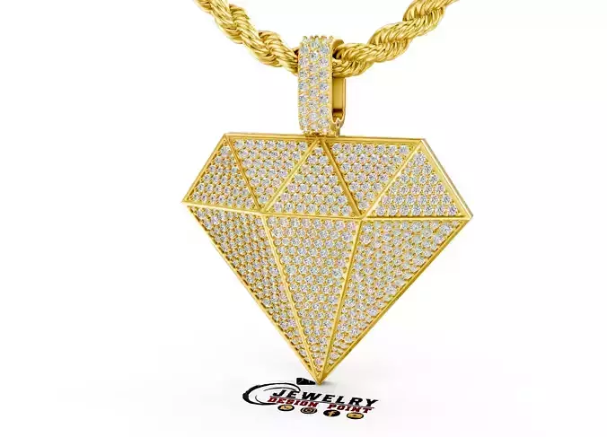 Custom Diamond Shape Pendant - Iceout Diamond Necklace 