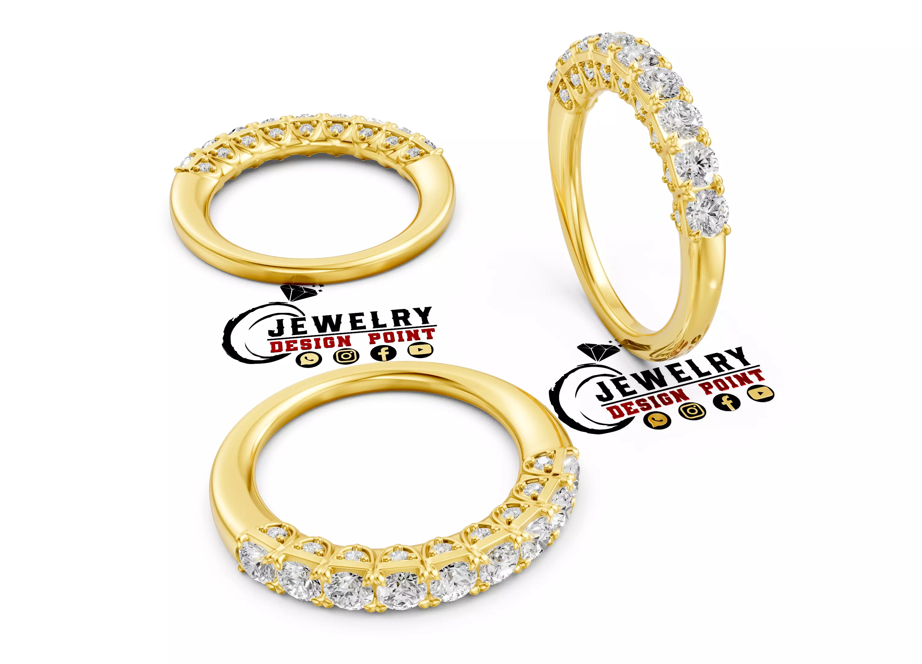 Custom The Queens Anniversary Band - Engagement Wedding Band 3D print model