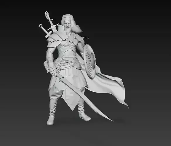 Hero Knight Sword Shield Warrior Fantasy Character 3D Model