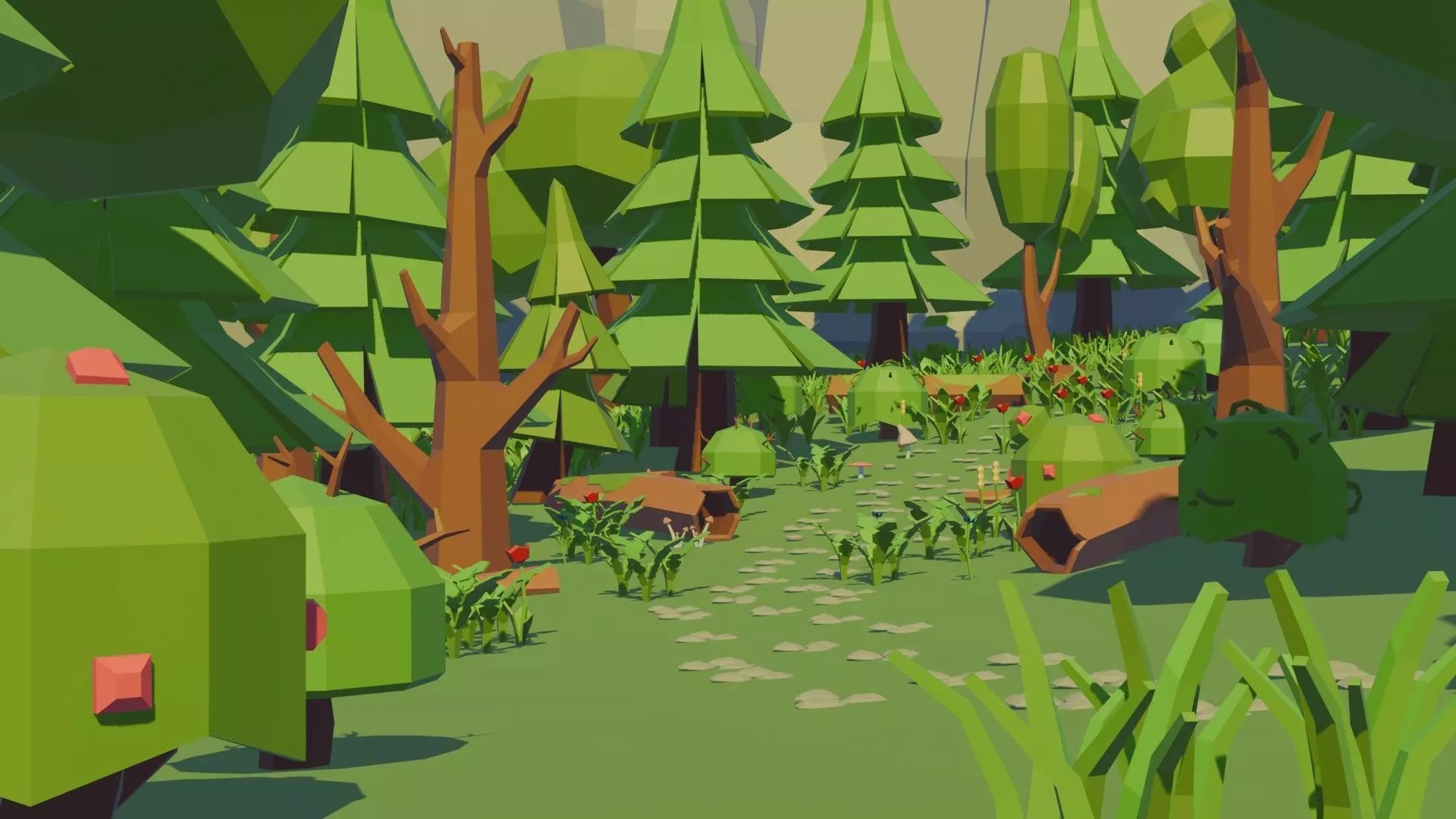 Low-Poly models for creating a forest Low-poly 3D model