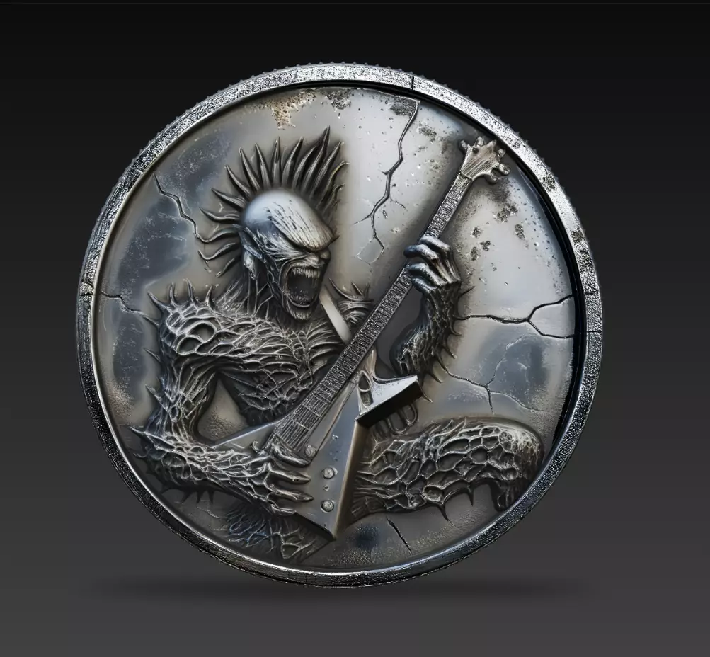 Alien Guitarist Monster Medallion Rock Creature 3D Model 3D print model