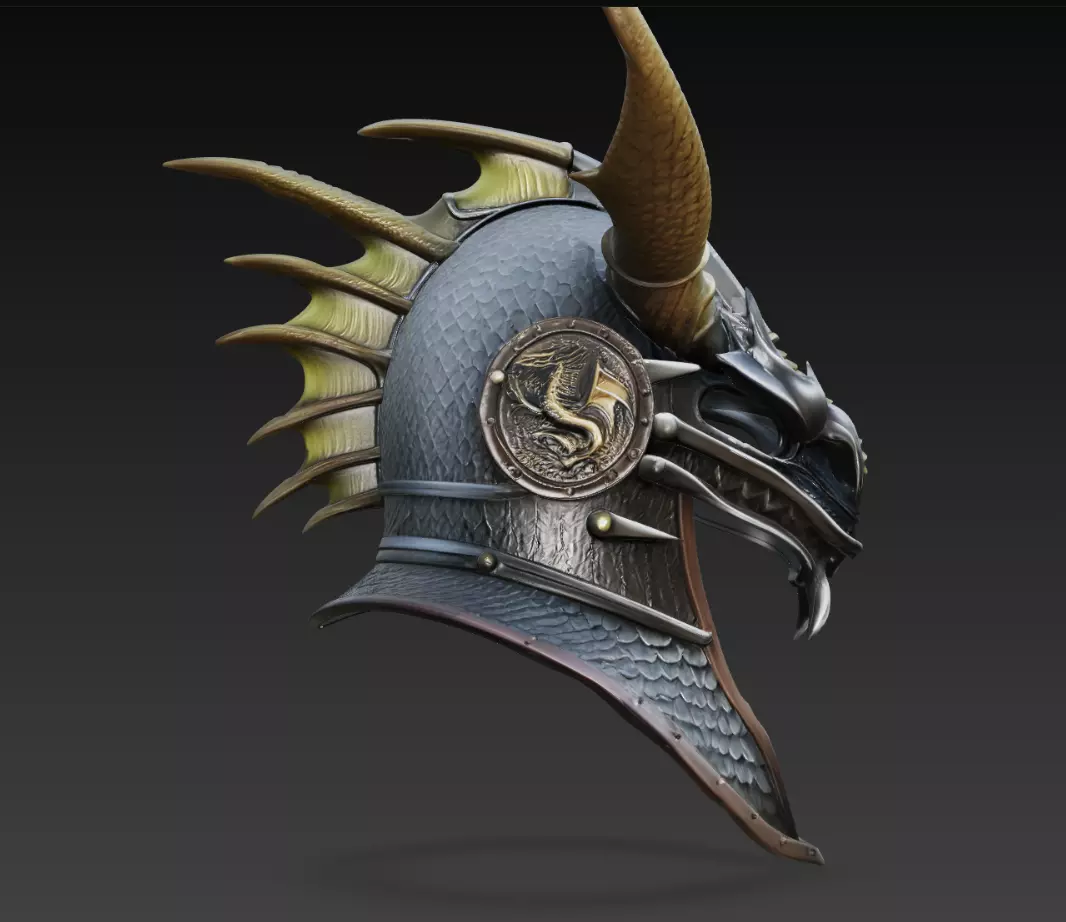Dragon Horn Helmet Fantasy Armor Warrior 3D Model 3D model 3D printable ...