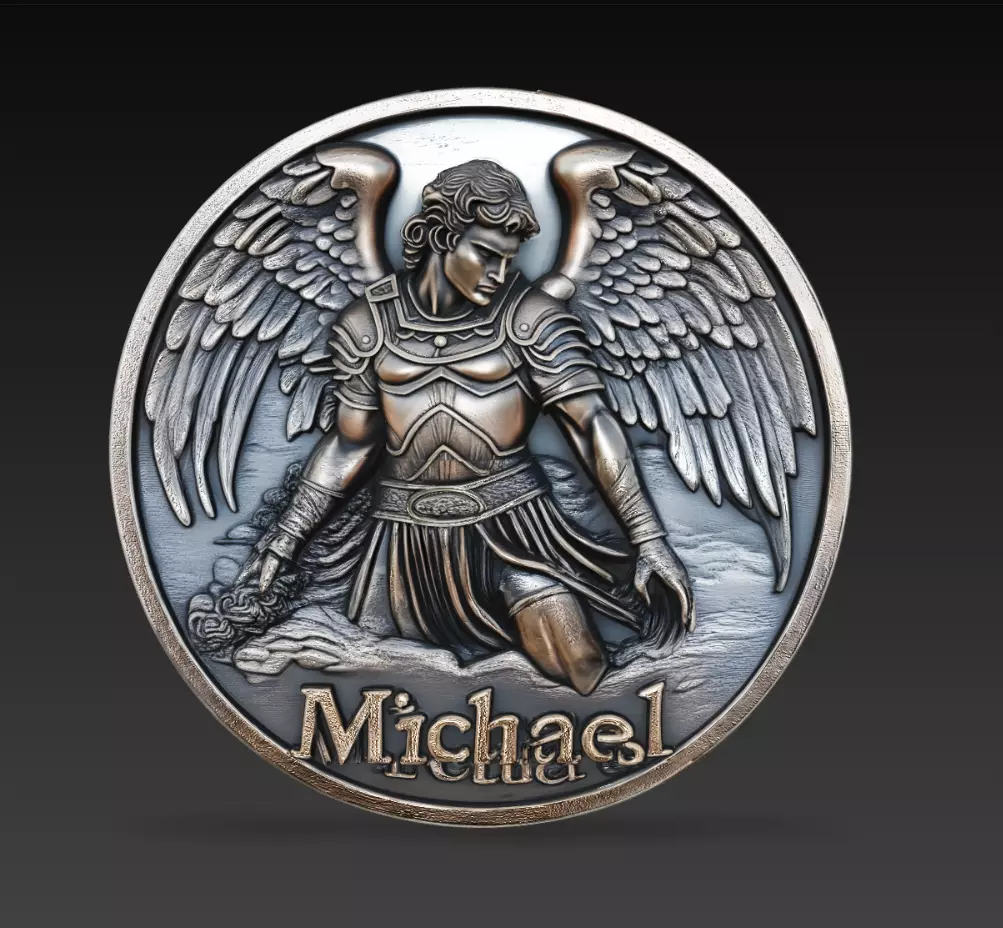 Archangel Michael Medallion Relief Sculpture 3D Model 3D print model