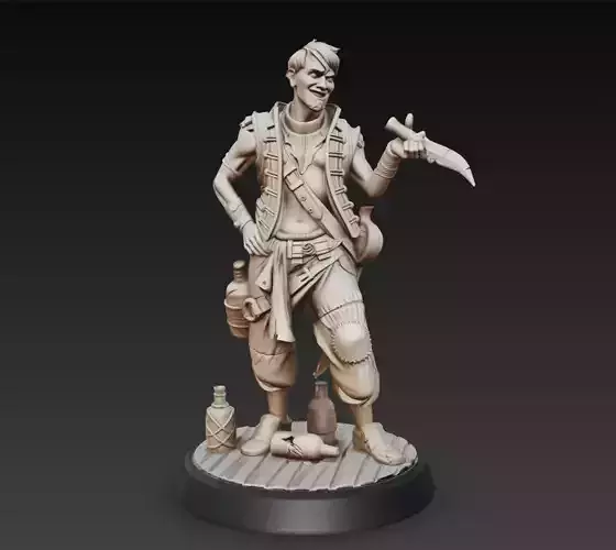 Stylized Rogue Thief Knife Character Fantasy Statue 3D Model