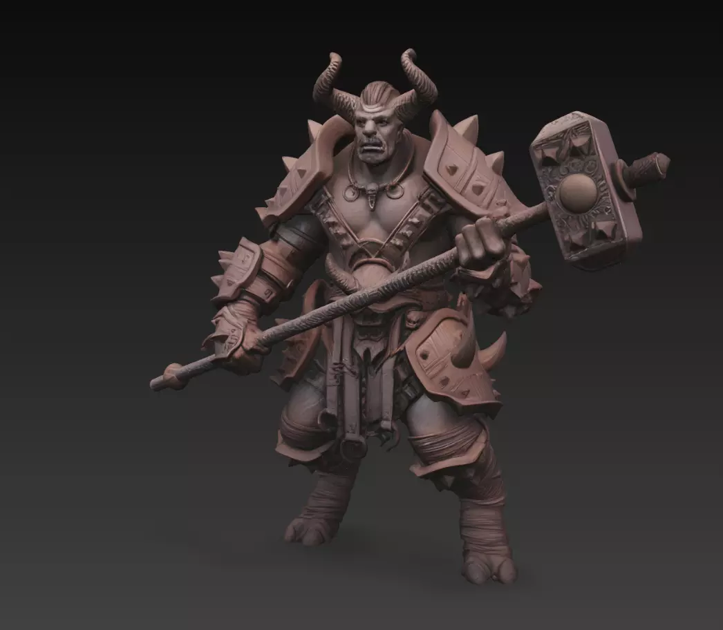 Demon Warrior Hammer Armored Fantasy Boss Character 3D Model 3D print model