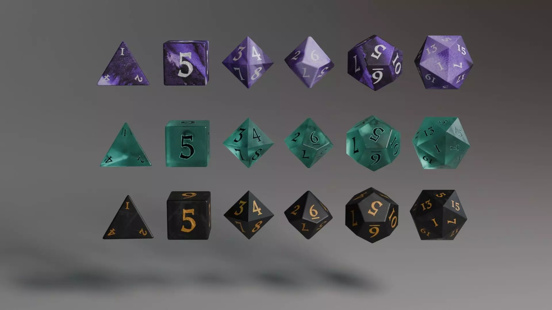 Dice set Low-poly 3D model