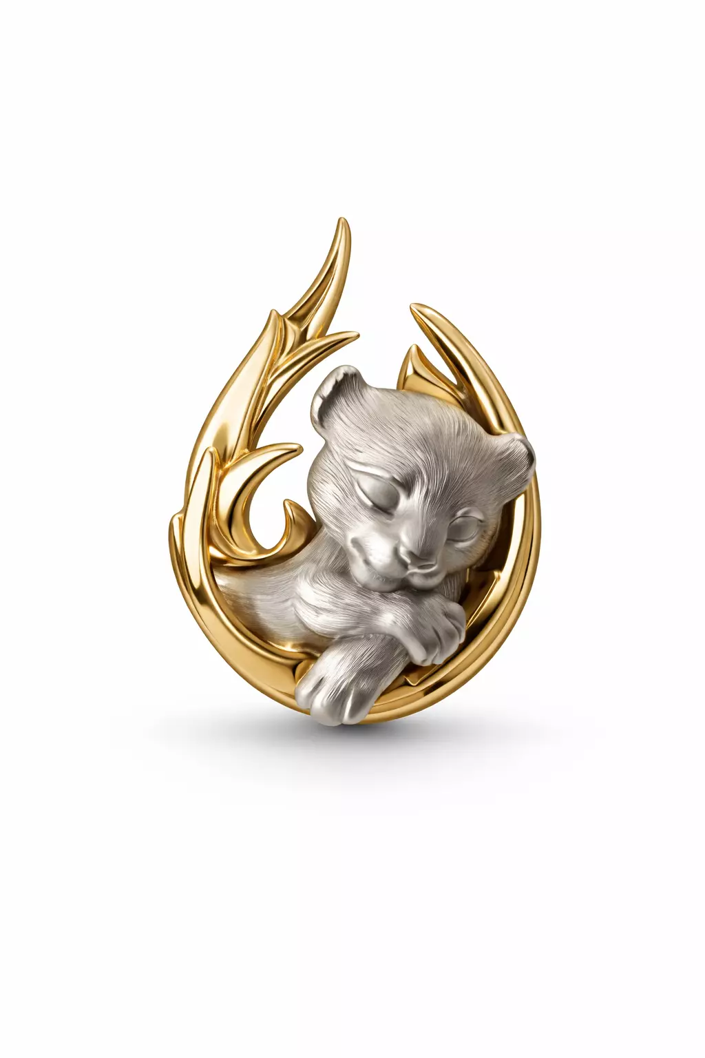 Sleeping kitten in flame-shaped frame STL 3D Print Model 3D print model