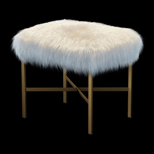 Faux Mongolian Lamb Fur Stool 3D model