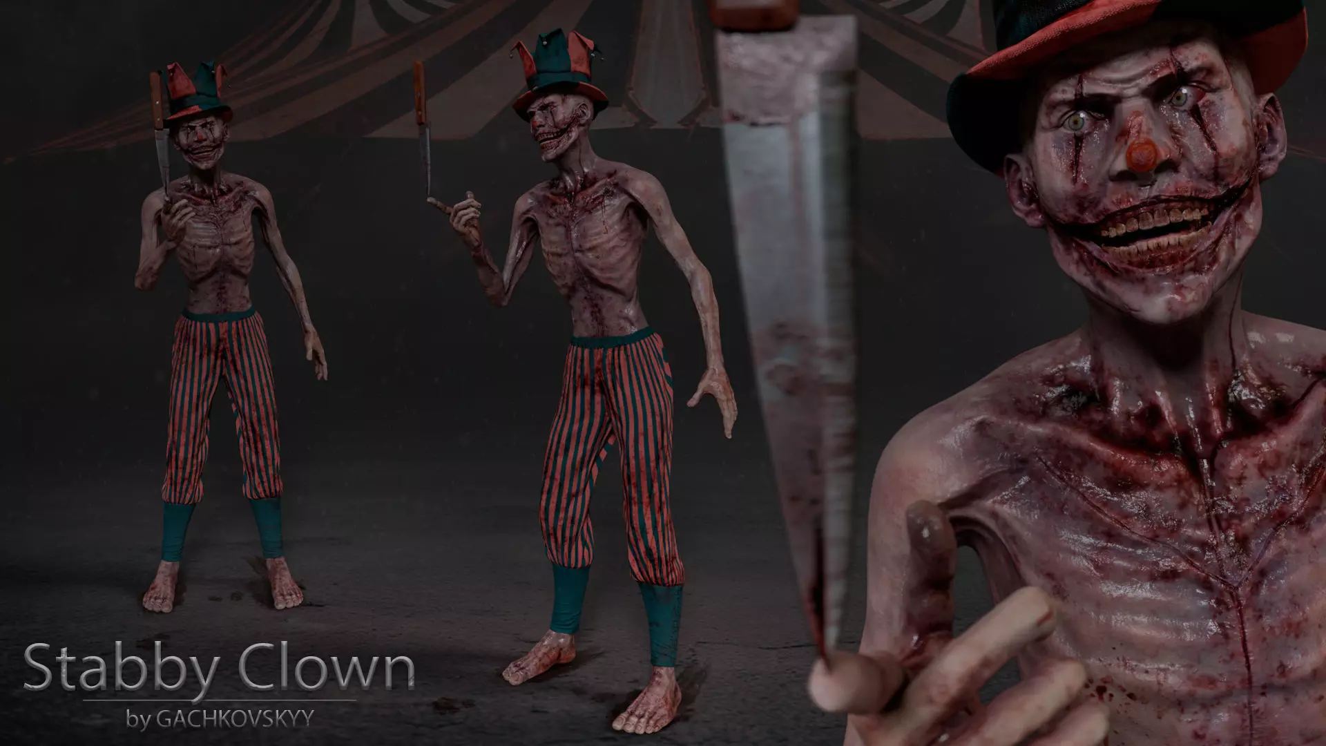 Stabby Clown Low-poly 3D model