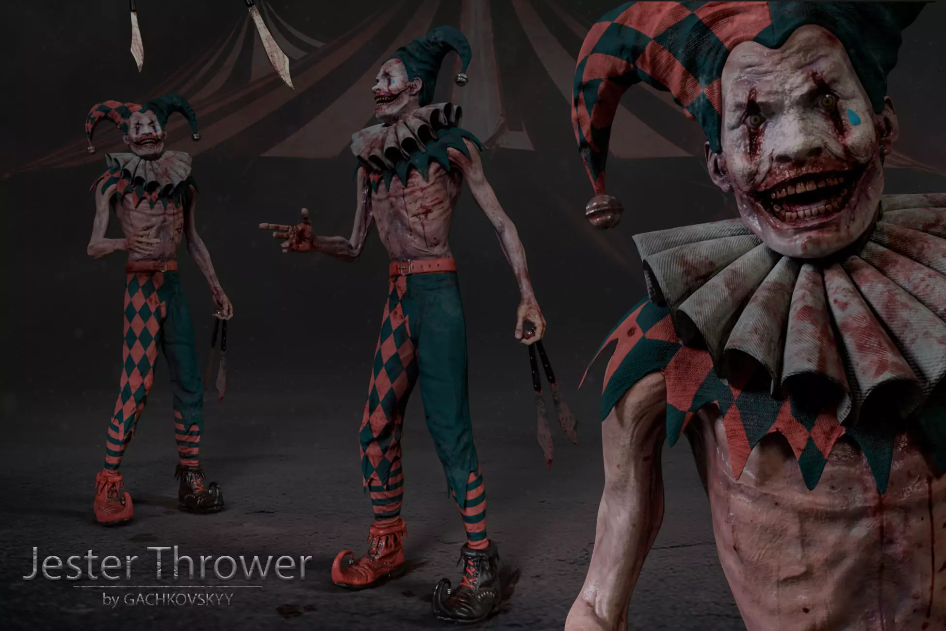 Jester Thrower Low-poly 3D model