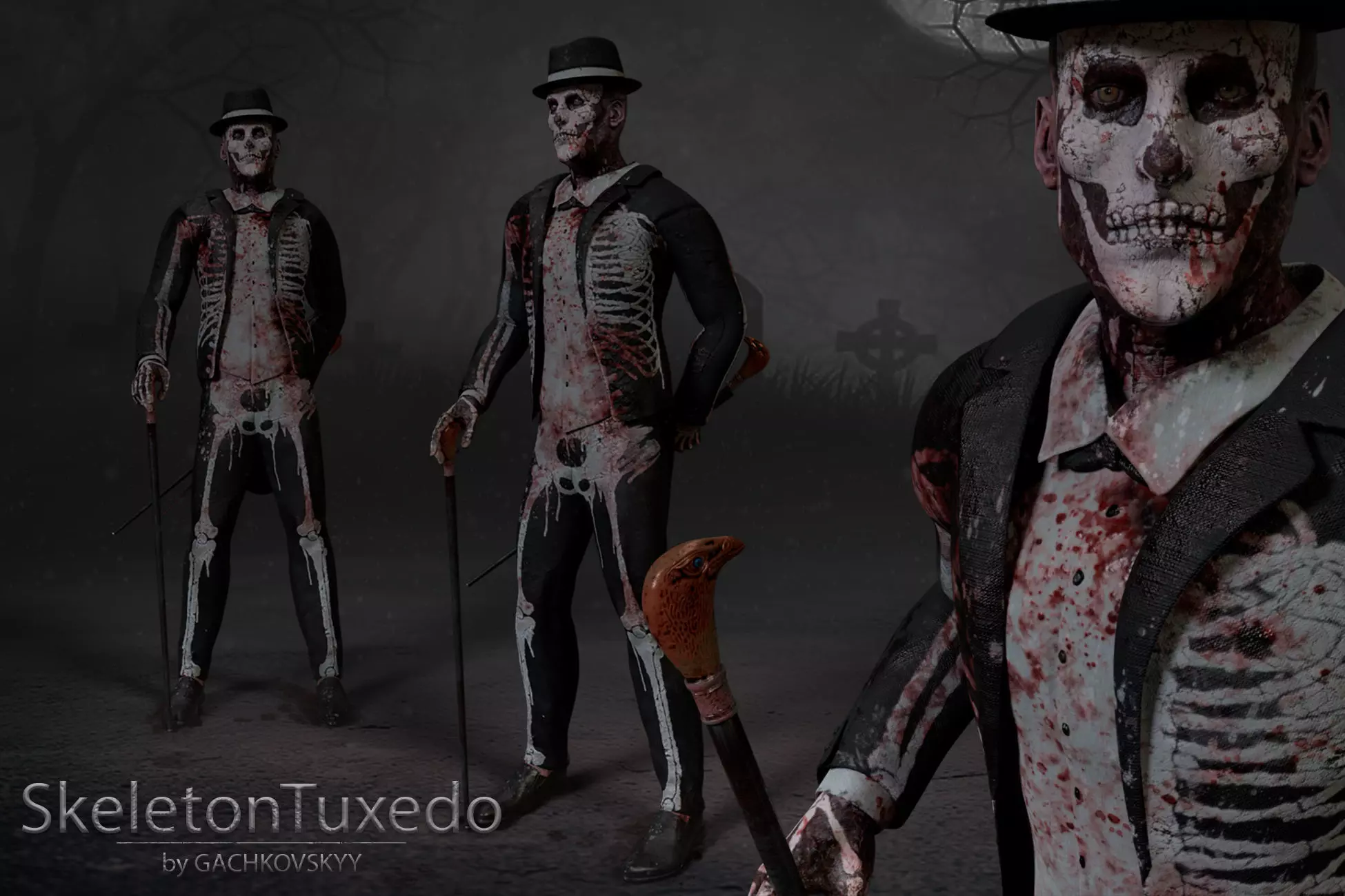 Skeleton Tuxedo Low-poly 3D model